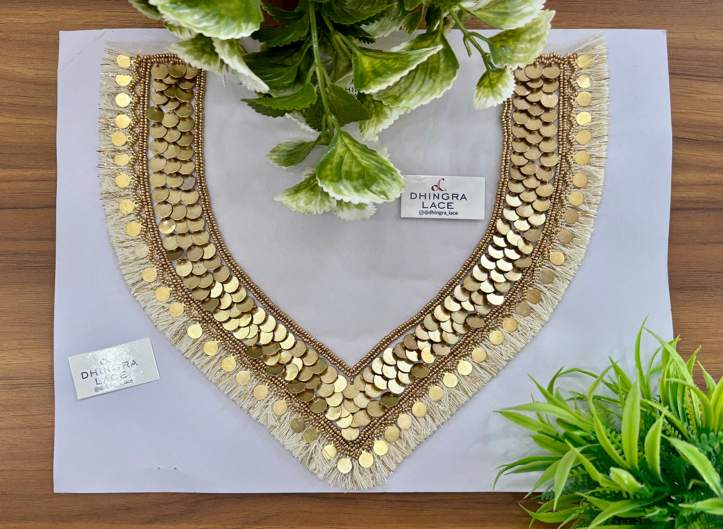 Beautiful Net Based Coins And Fringes Work Neck Patch 030926