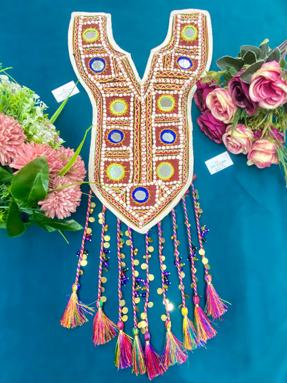 Beautiful Multicolour Mirror Work Hanging Neck Patches (1 Piece ) 110826