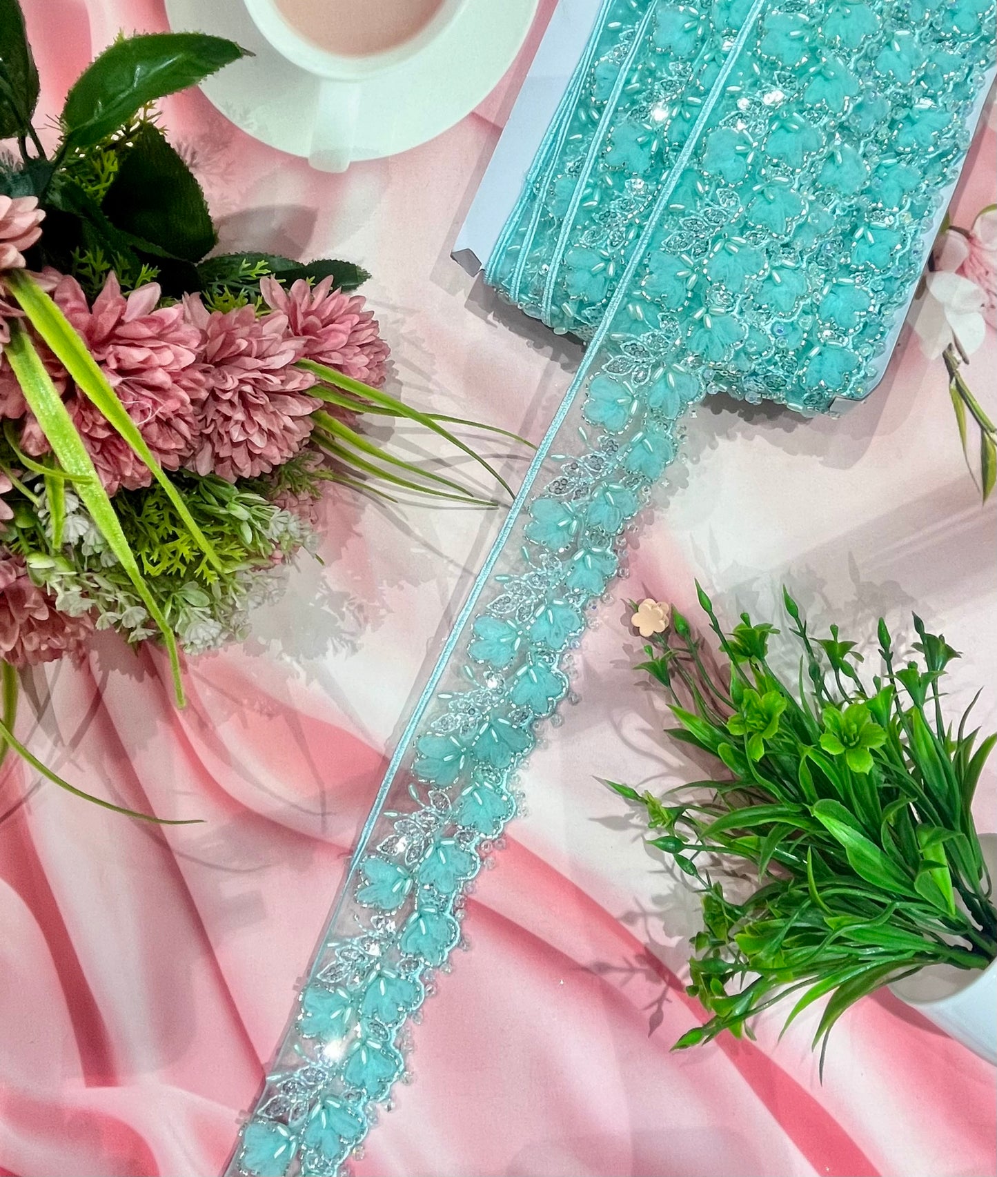 Beautiful Organza Based Handwork Laces (1 Meter) 040726