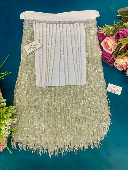 Beautiful Cutpipe Work Fringes Lace 12 Inches Broad (1 Meter) 120826