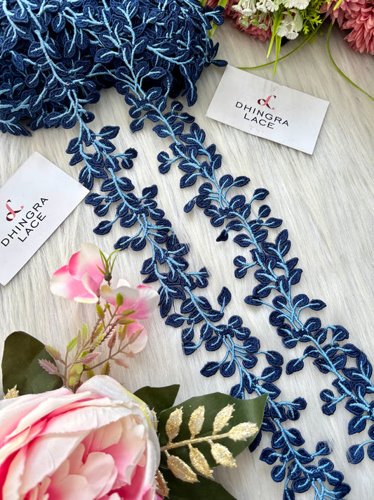 Beautiful Guipure Leaf Lace Blue 120625