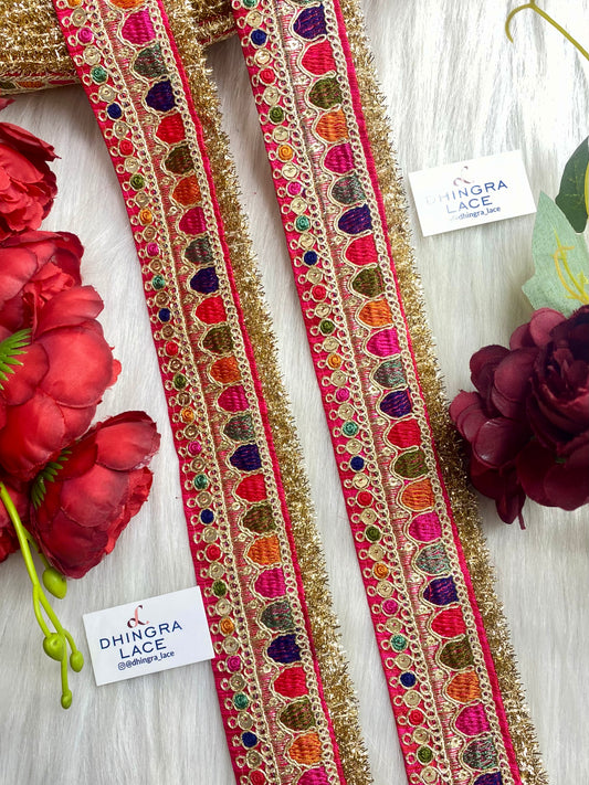 Beautiful Pink Multi Sabyasachi 2 Inches Broad Lace 9 Meters 050126