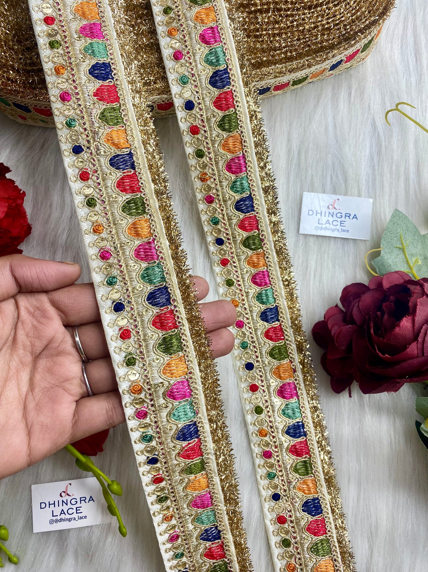 Beautiful Off White Multi Sabyasachi 2 Inches Broad Lace 050126