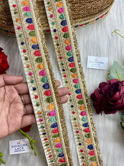 Beautiful Off White Multi Sabyasachi 2 Inches Broad Lace 050126