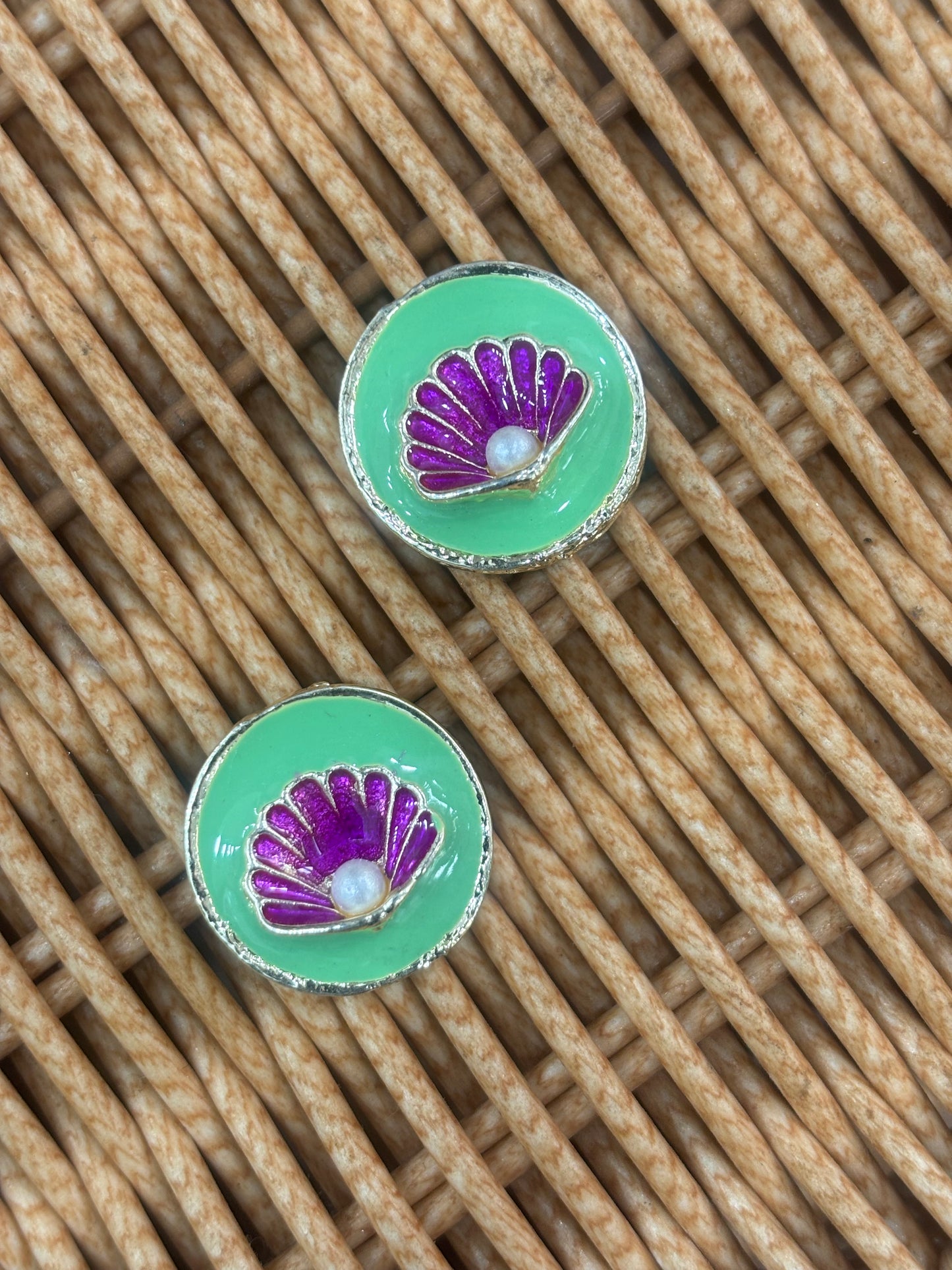 Beautiful Metal Minakari Shell Button (1 Pair 2 piece ) 140626
