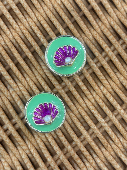 Beautiful Metal Minakari Shell Button (1 Pair 2 piece ) 140626