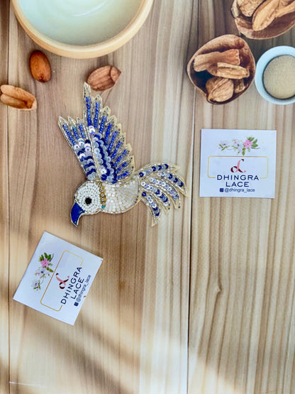 Beautiful Handwork Bird Patch Right Blue 071025