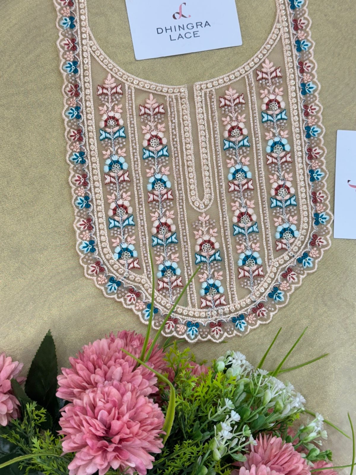 Beautiful Net Based Handwork Neck 060525