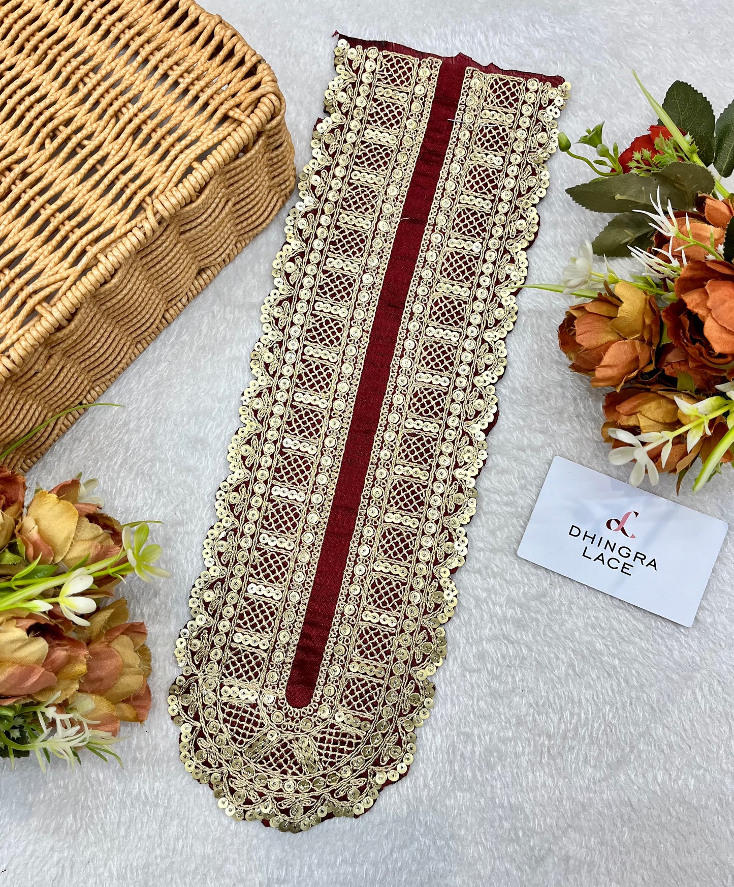 Beautiful Silk Based Zari Work Kurta Neck Patch Maroon 141224 Deal Men / Women