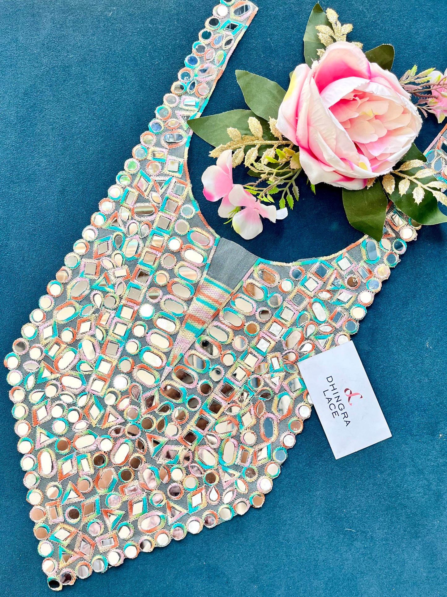 Beautiful Mirror Work Neck Multicolor 260525