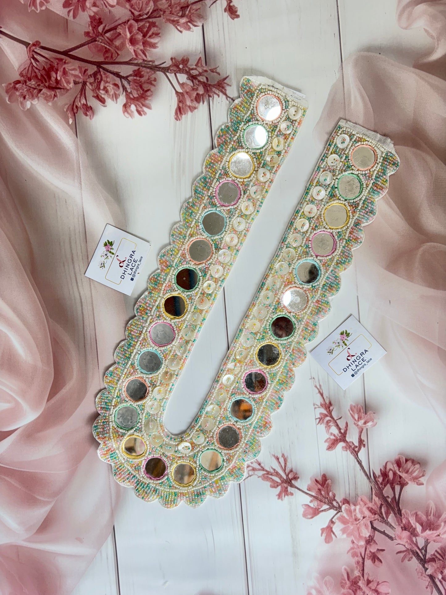 Beautiful Handwork Multicolour Mirror Neck 201025