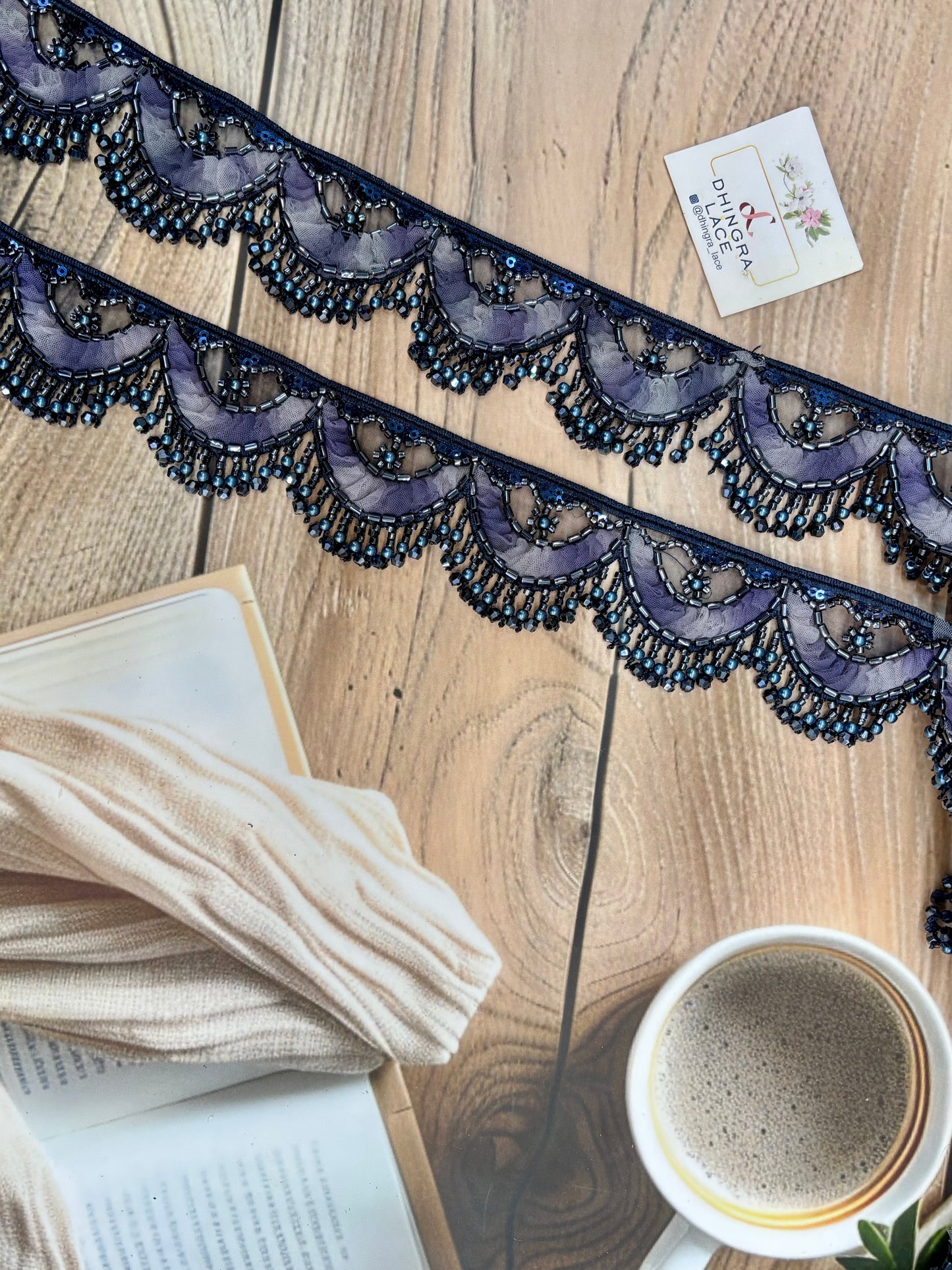 Beautiful Navy Blue Hanging Lace 220725