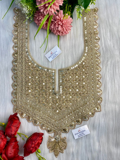 Beautiful Net Based Handwork Neck Gold 150126