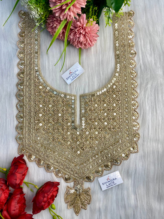 Beautiful Net Based Handwork Neck Gold 150126