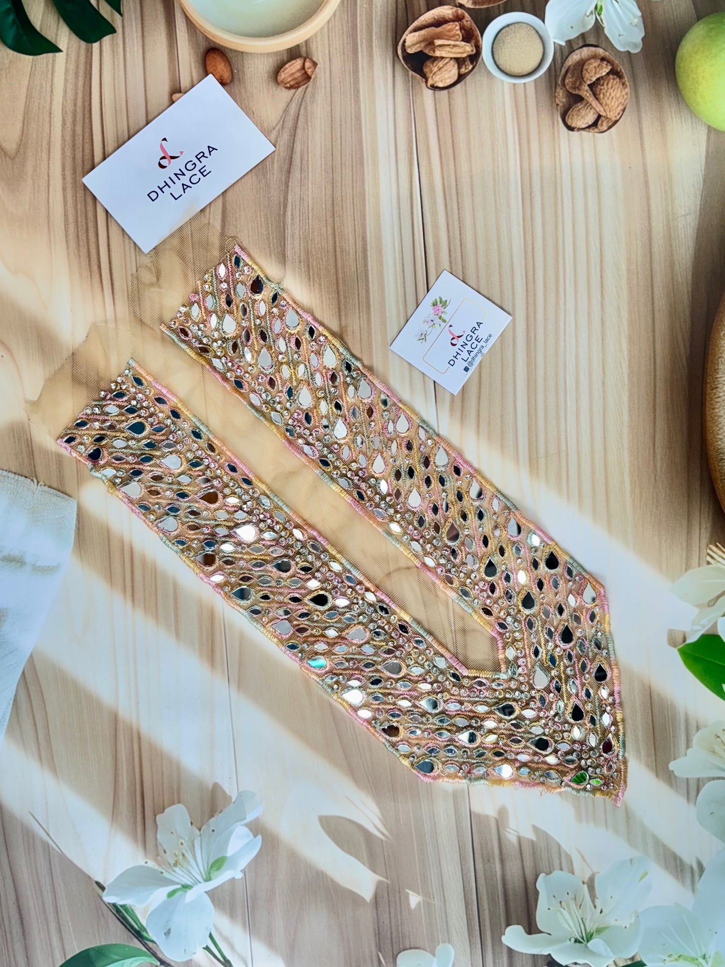 Beautiful Net Based Mirror Work Neck 130725