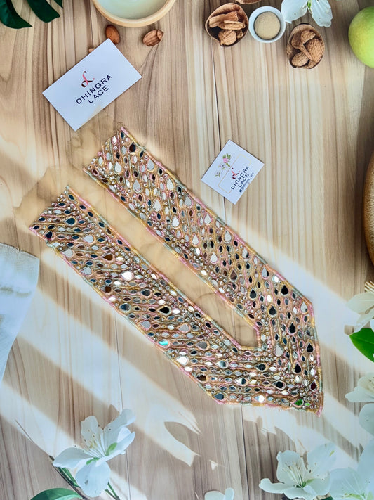 Beautiful Net Based Mirror Work Neck 130725