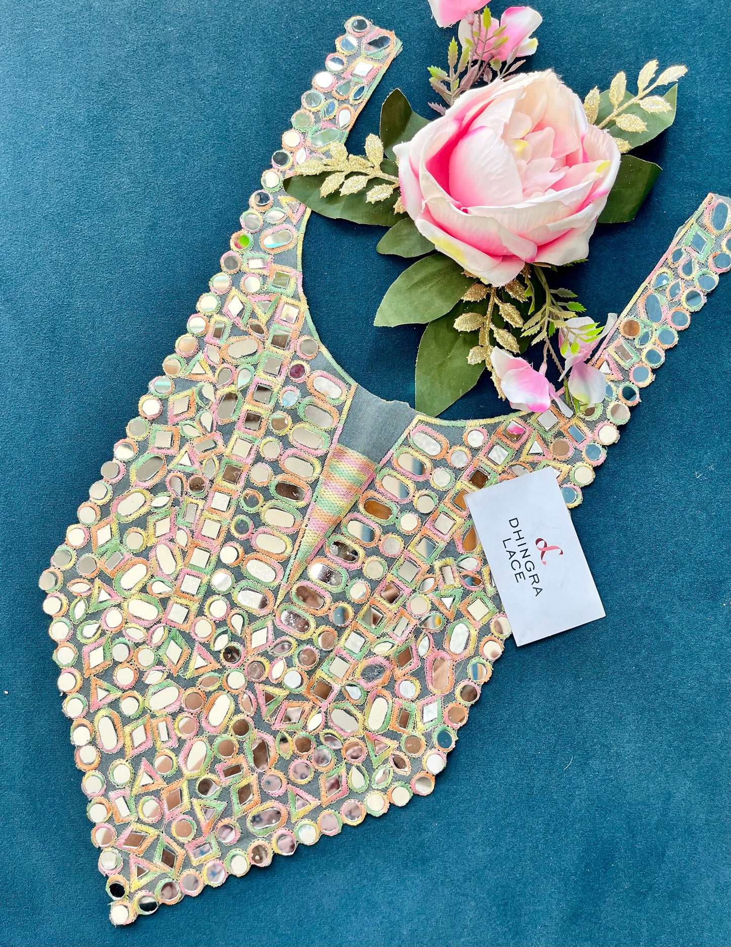 Beautiful Mirror Work Neck Multicolor  260525