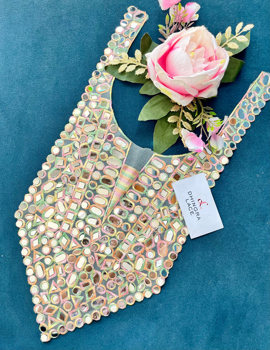 Beautiful Mirror Work Neck Multicolor  260525