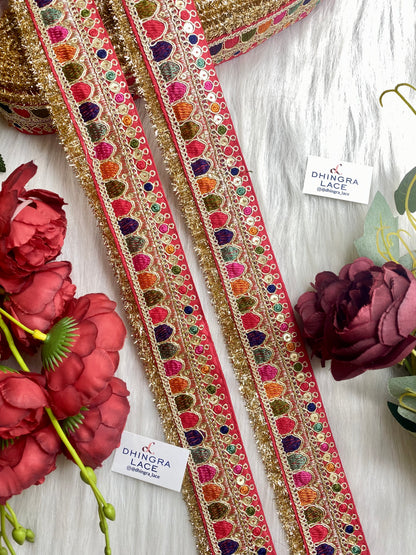 Beautiful Red Multi Sabyasachi 2 Inches Broad Lace 9 Meters 050126