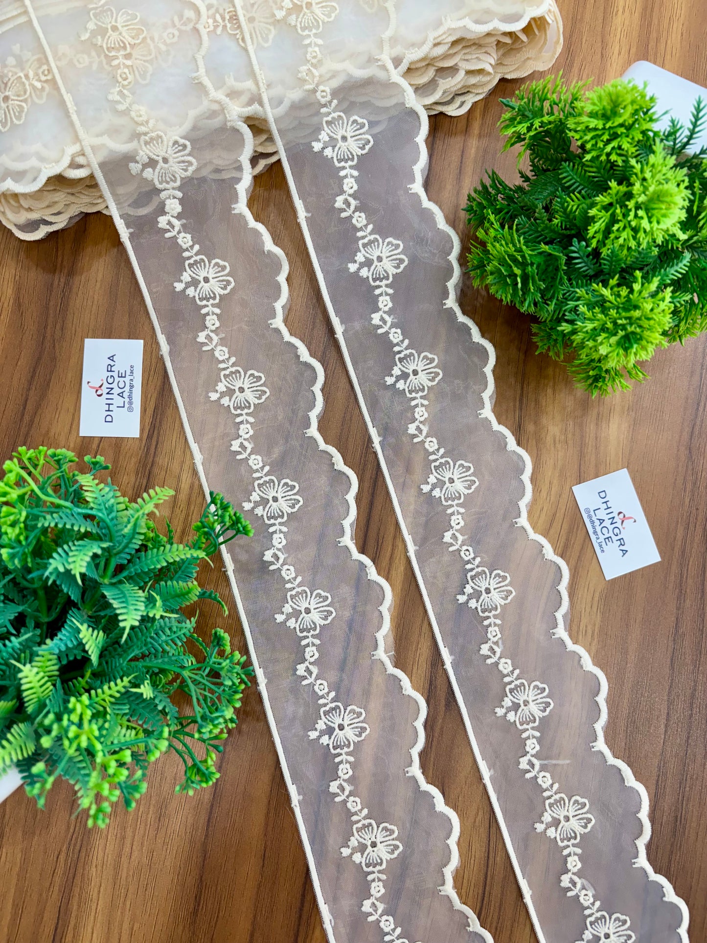 Beautiful Organza Based Scallop Lace Medium Black(9 Meters) 020526