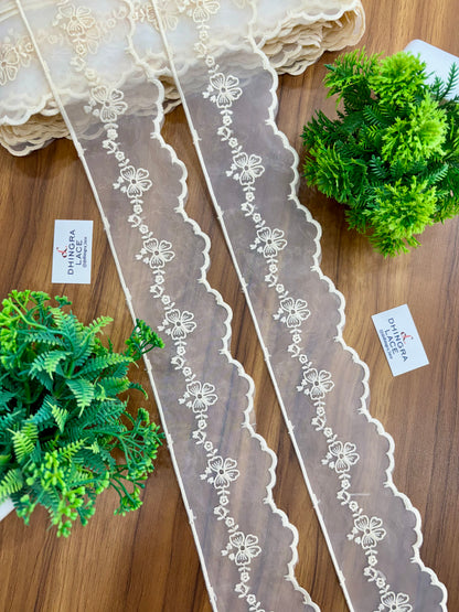 Beautiful Organza Based Scallop Lace Medium Black(9 Meters) 020526