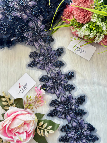 Beautiful Organza Based Handwork Lace Multicolour 190625
