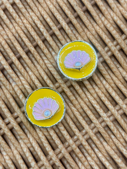Beautiful Metal Minakari Shell Button (1 Pair 2 piece ) 140626