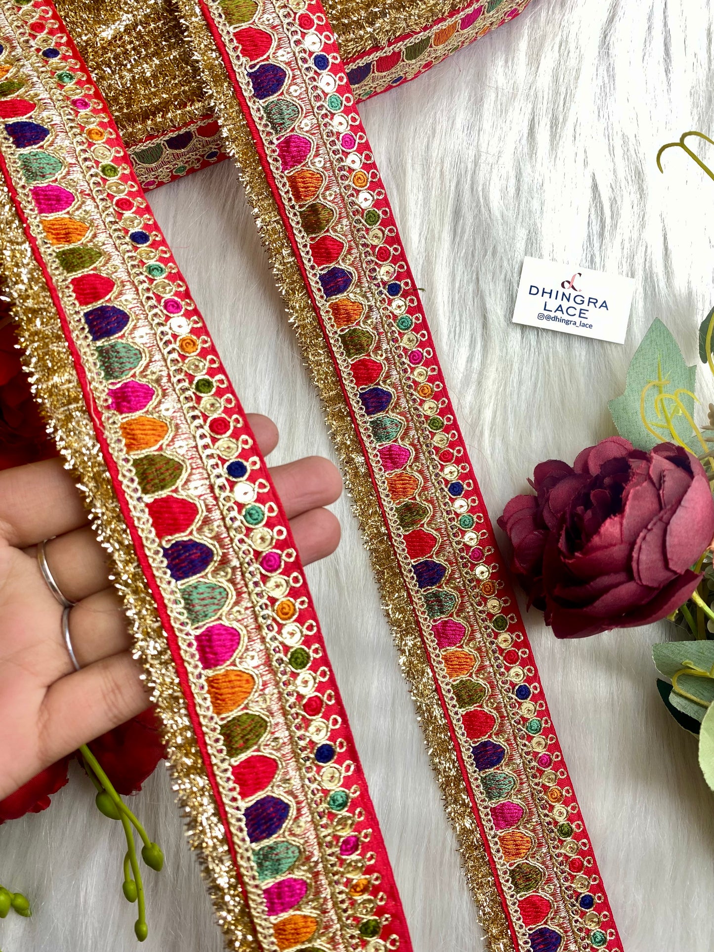 Beautiful Red Multi Sabyasachi 2 Inches Broad Lace 9 Meters 050126