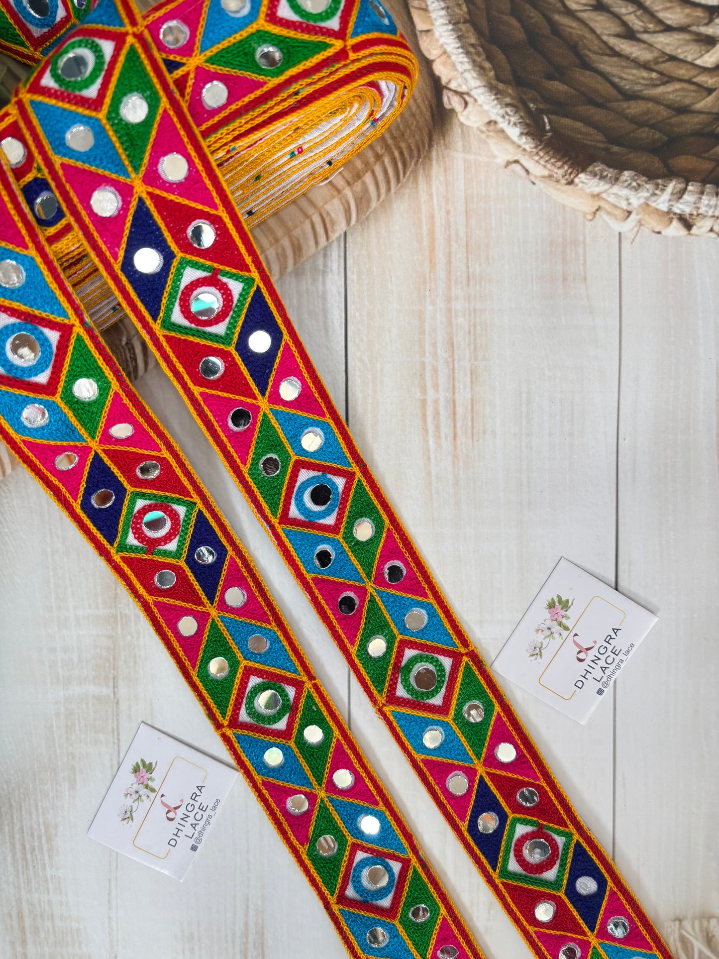 Beautiful Multicolour Gujarati Lace kutch Embroidery (9 Meters) 250625