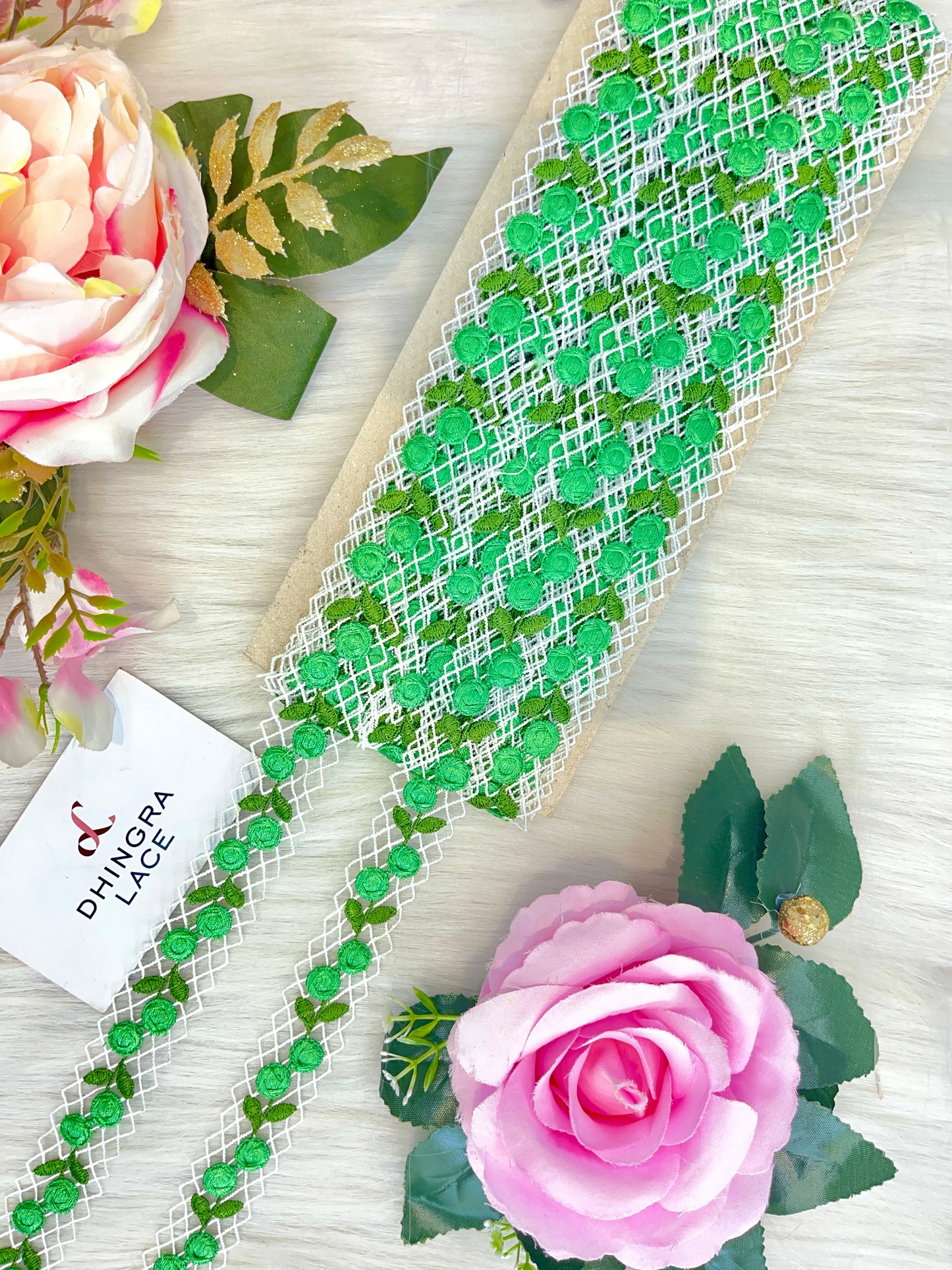 Beautiful Insertion Guipure Lace  Light Green 240525
