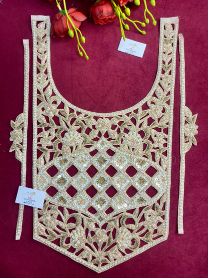 Beautiful Zardozi work Neck Patches With Sleeves Rose Gold 010126