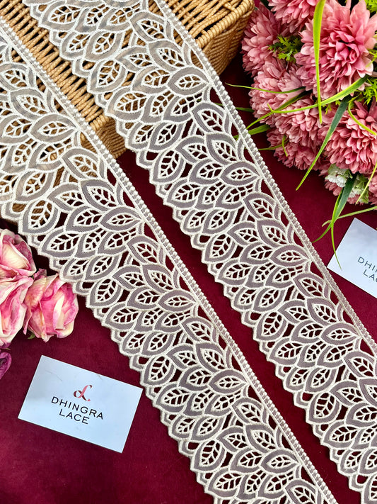 Beautiful Organza Based Cutwork Lace Beige 260225/280325