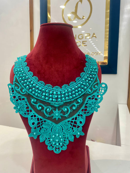 Beautiful Organza Based Pearl Work Guipure Neck 040426/100426