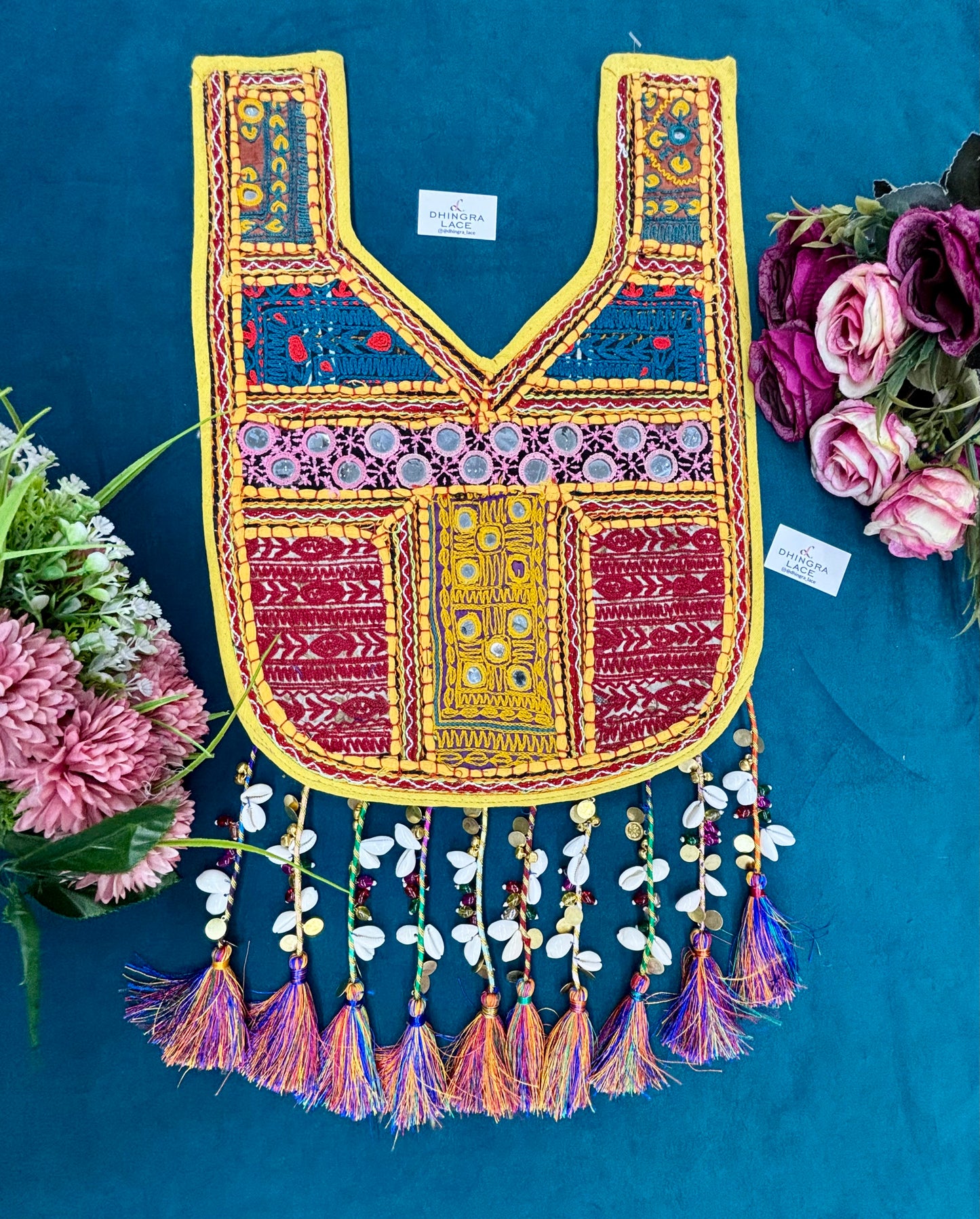 Beautiful Multicolour Mirror Work Hanging Neck Patches (1 Piece) 110826