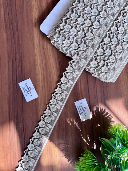 Beautiful Organza Based Guipure And Zari Work Lace Cream 051225