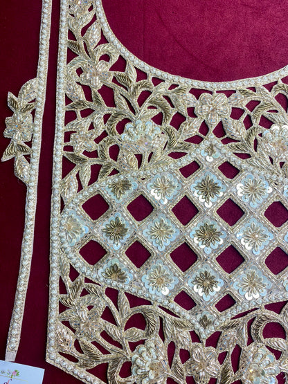 Beautiful Zardozi work Neck Patches With Sleeves Rose Gold 010126