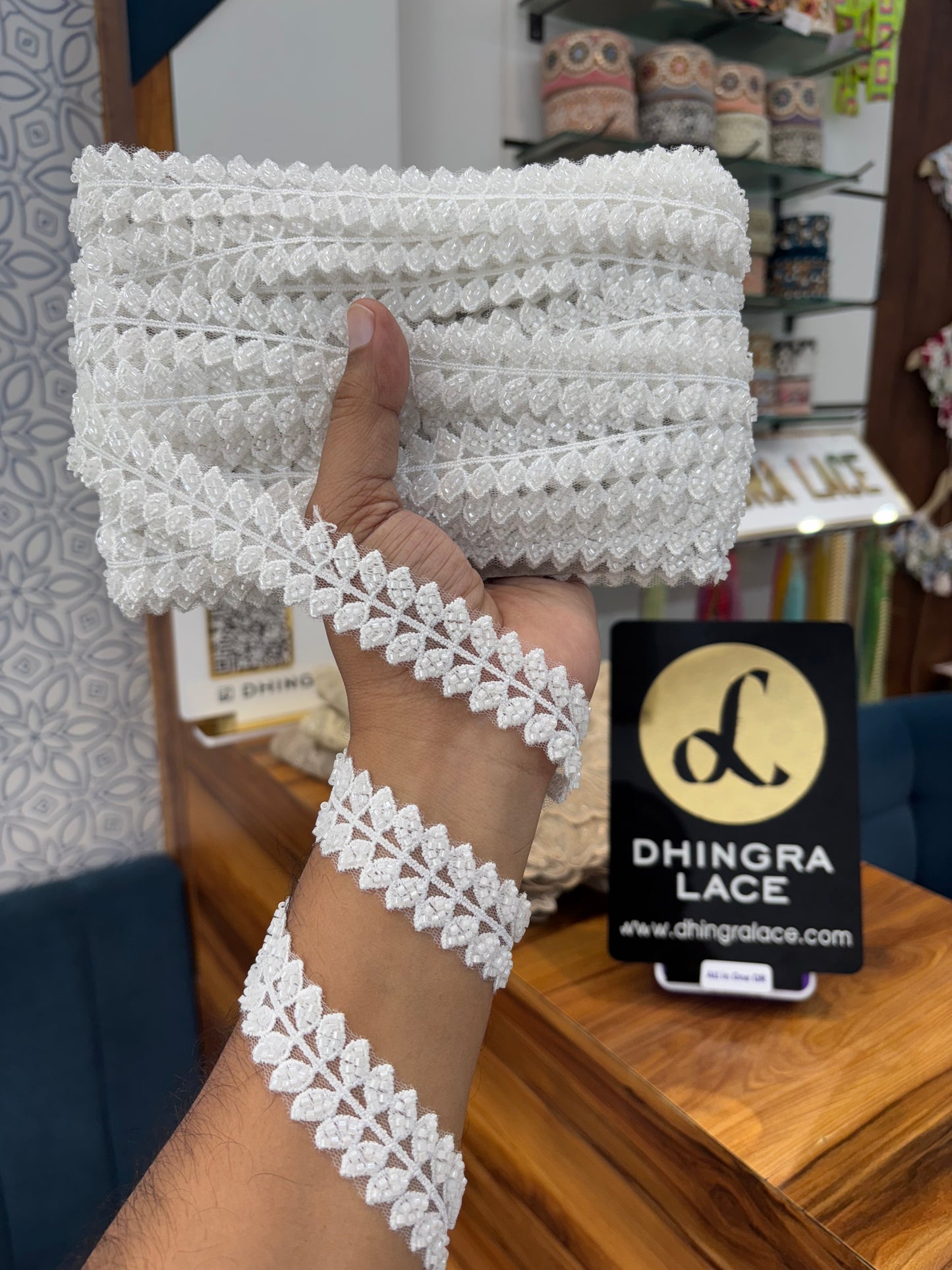 Beautiful Net Based Cutdana Work Leaf Lace 120925