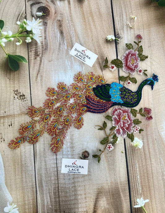 Beautiful Net Based Multicolour Peacock Patch 040326