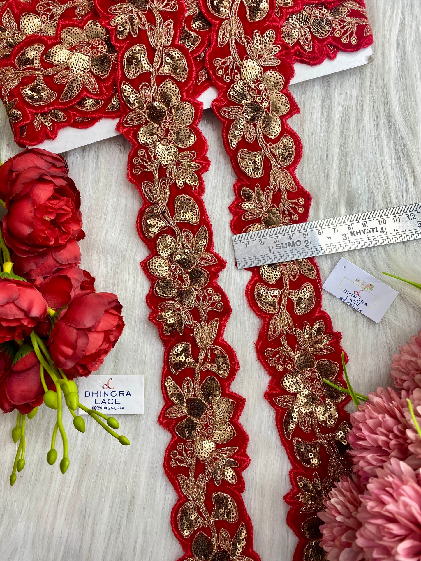 Beautiful Velvet Based 2 Inches Broad Lace Maroon 9 Meters 070126/090126