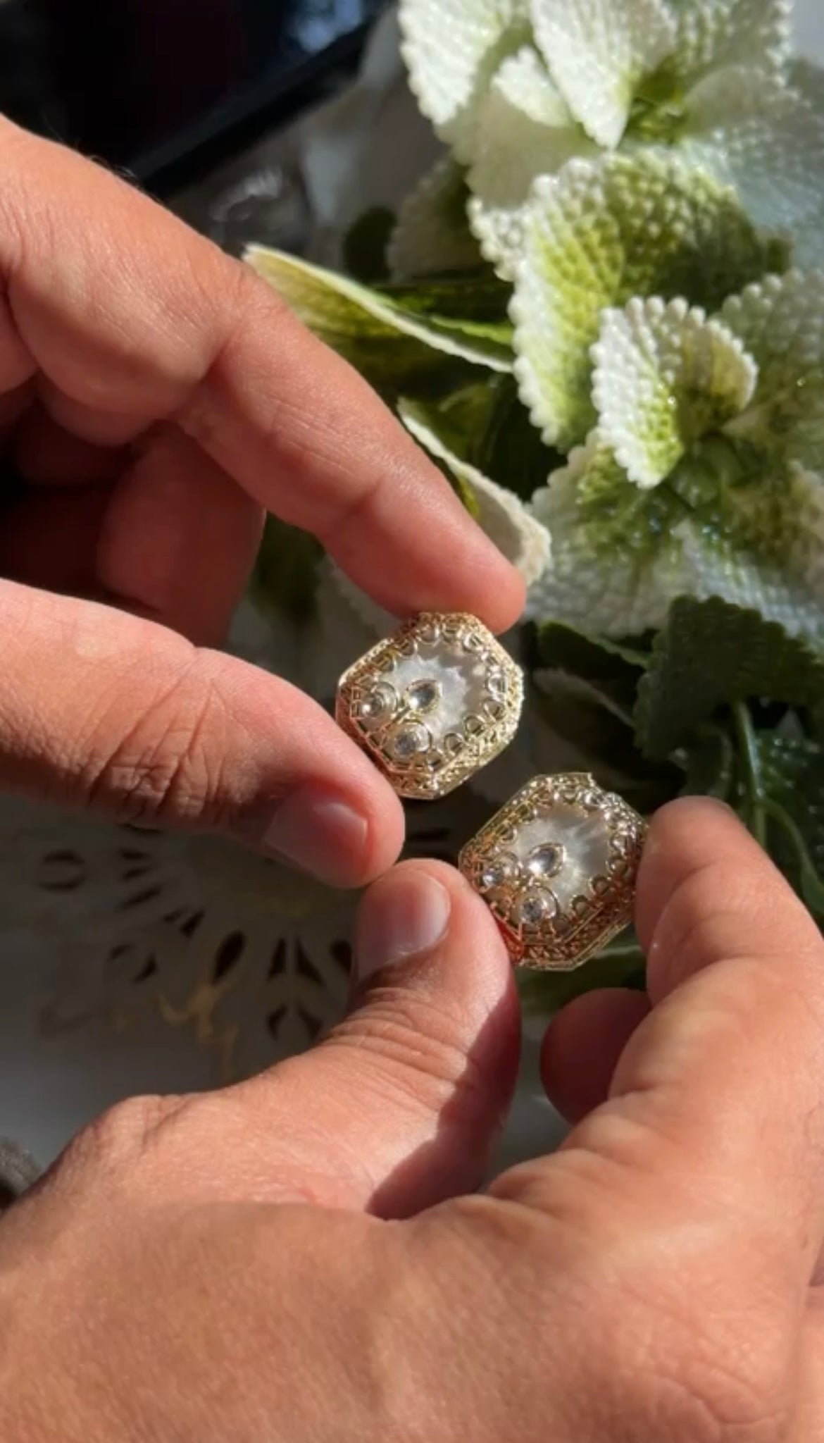 Beautiful Zarkan Work Marble Look Button 1 Pair(2 pieces) 260826