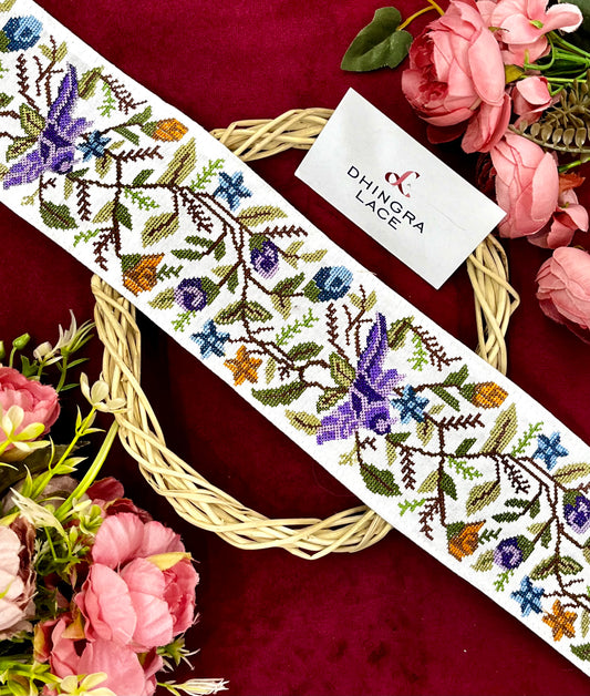 Beautiful Silk Based Cross Stitch Birds Border 240924/050625