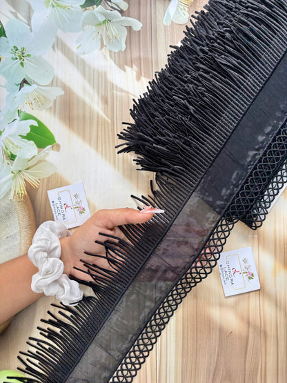 Beautiful Organza Fringes Lace Black 010725
