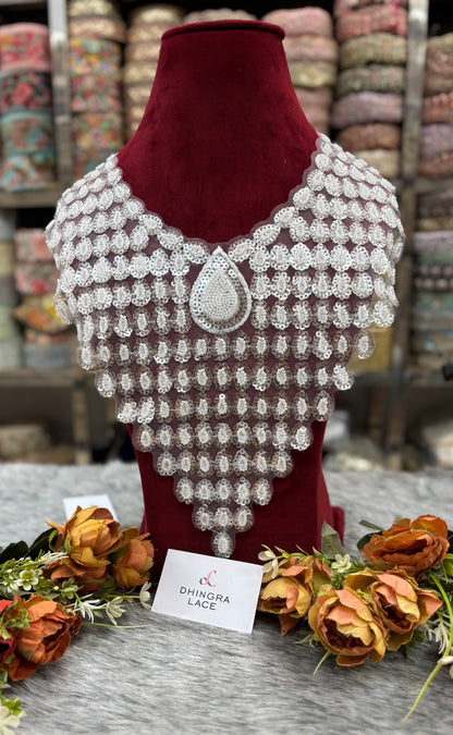 Beautiful Net Based Cutpipe And Sequence Work Neck 290325