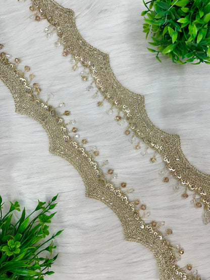 Handwork Scallop Hanging Crystals Lace (3 Meters) 250926