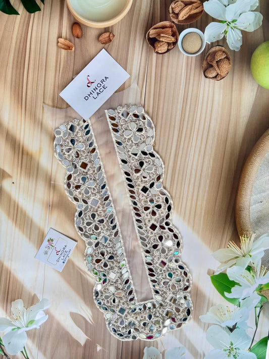 Beautiful Net Based Mirror Work Neck 130725