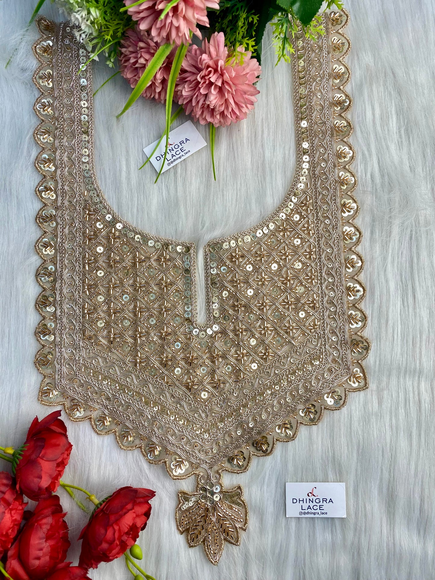 Beautiful Net Based Handwork Neck Rose Gold 150126