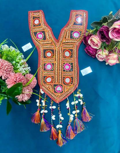 Beautiful Multicolour Mirror Work Hanging Neck Patches (1 Piece ) 110826
