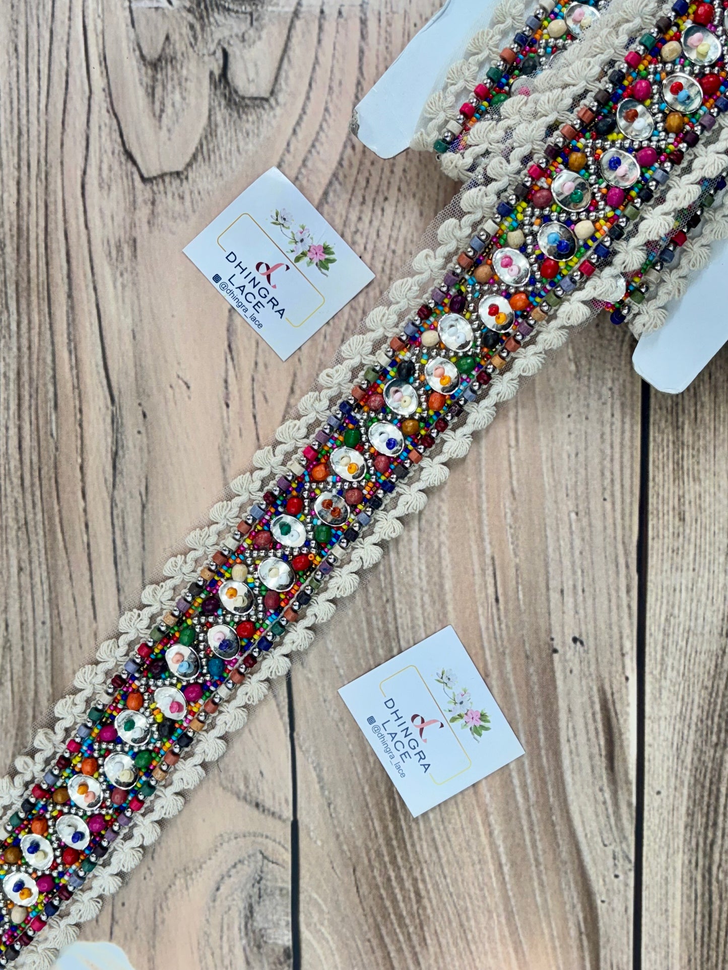 Beautiful Multicolour Beads Work Boho Lace Multicolour 021025