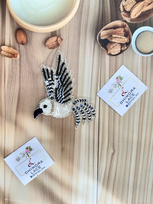 Beautiful Handwork Bird Patch Right Black 071025