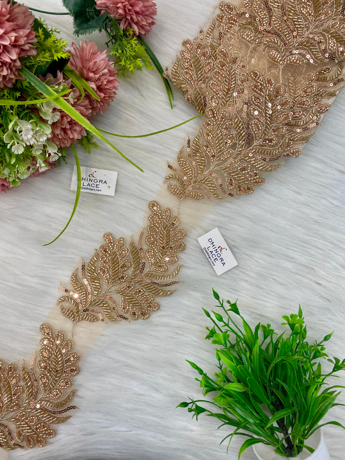 Beautiful Organza Based Handwork Patch Work Lace (6 Patches In 1 Yard) 100926